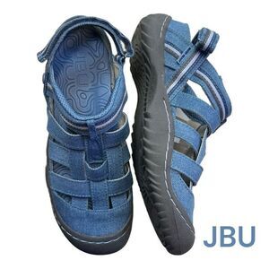 JBU by Jambu Women's Denim Olympia Water Ready Fisherman Sandal Jean Blue Size 8